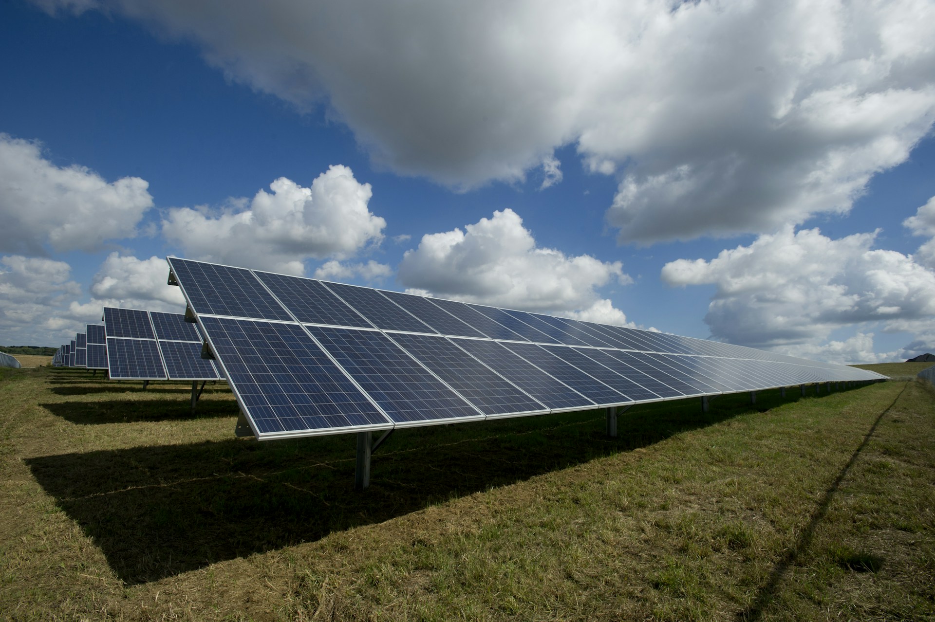 Solar panels capturing sunlight, illustrating renewable energy infrastructure